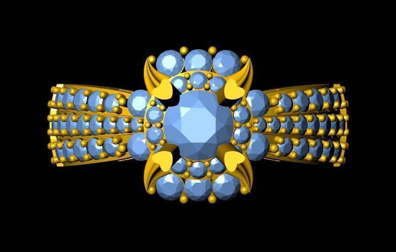 DiamondRing gold ring with stones 3D print model_1