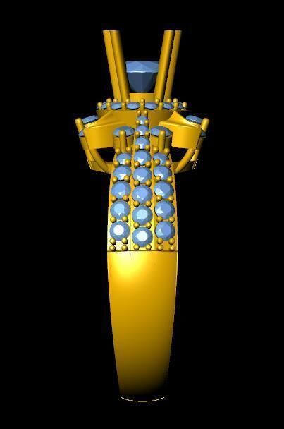 DiamondRing gold ring with stones 3D print model_2