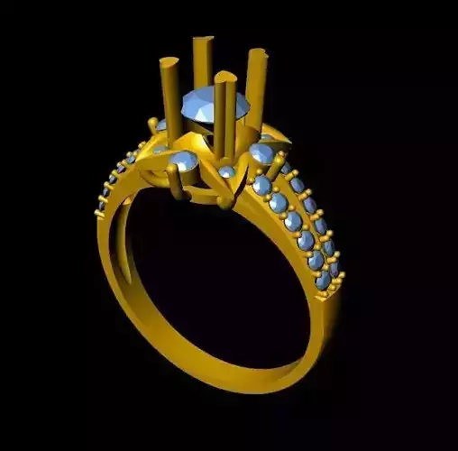 DiamondRing gold engagement ring with stones