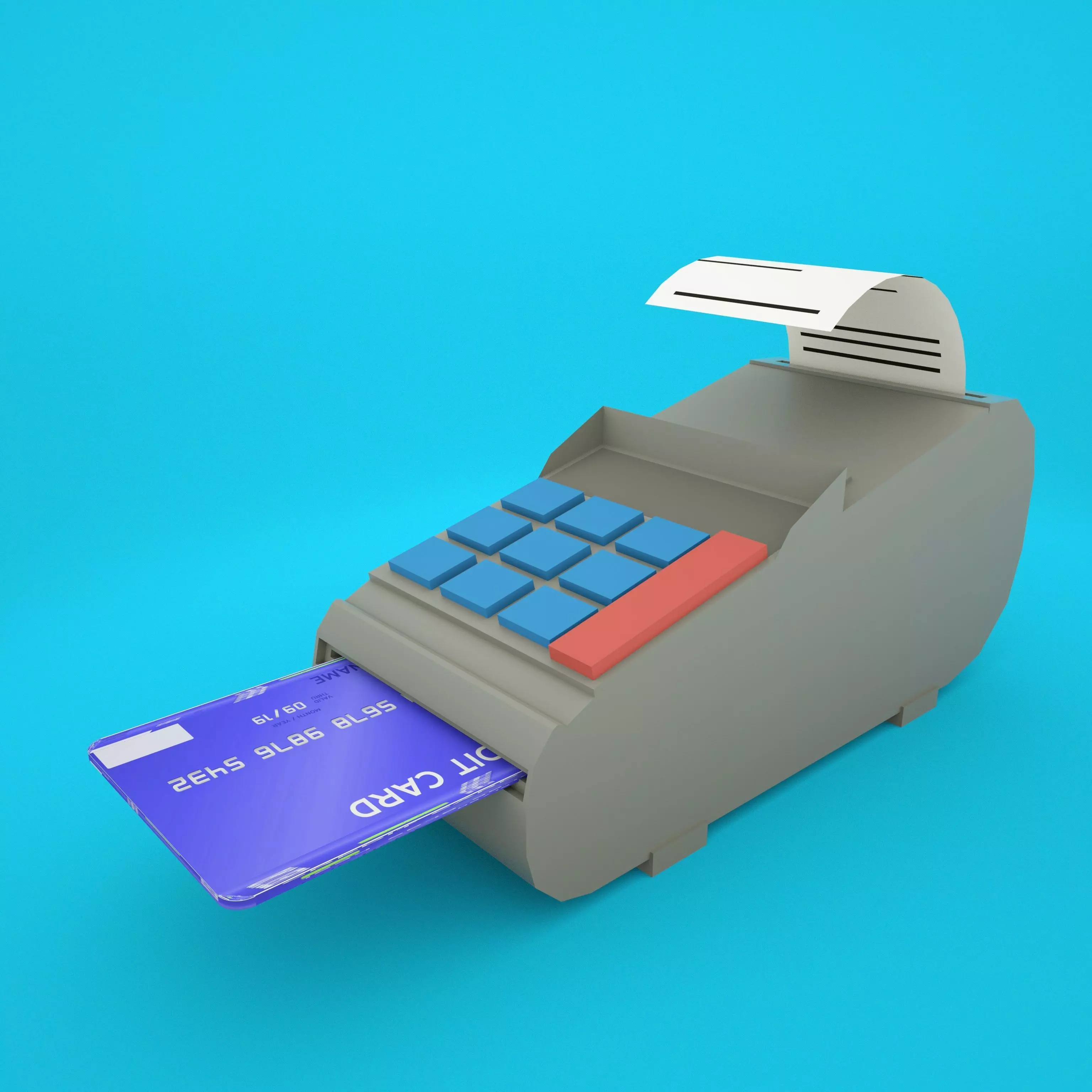 POS terminal low poly game ready Low-poly 3D model_0
