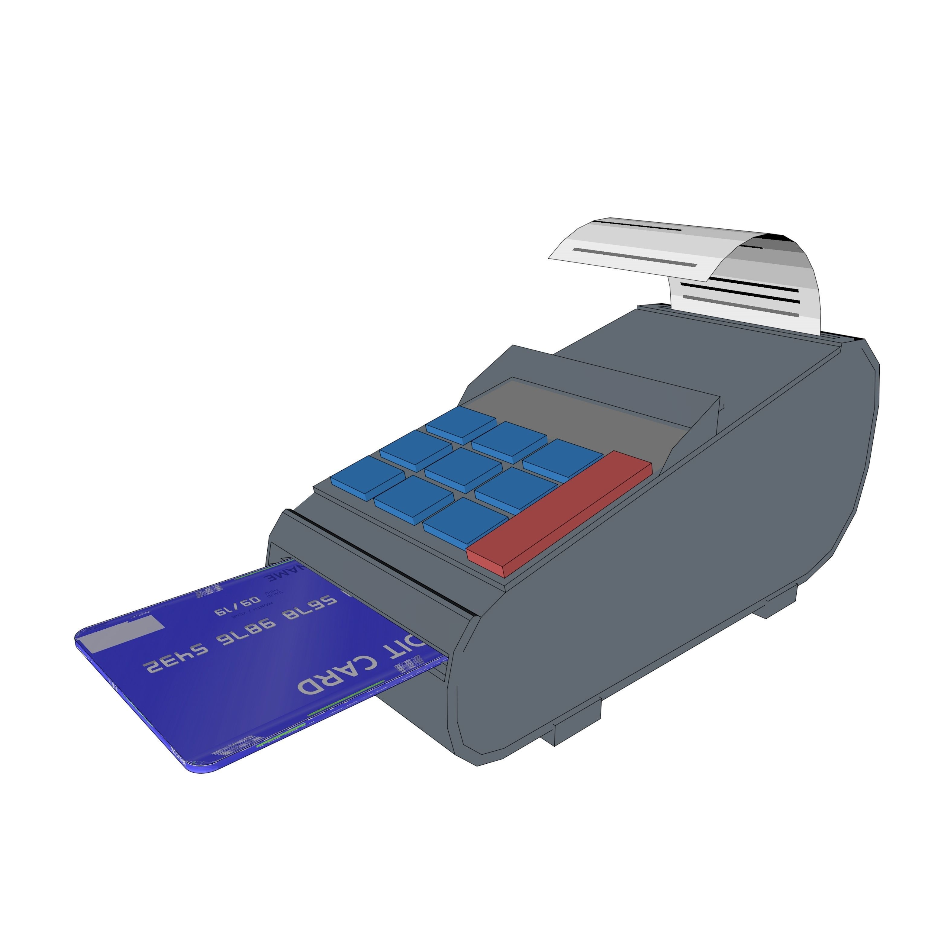 POS terminal low poly game ready Low-poly 3D model_4