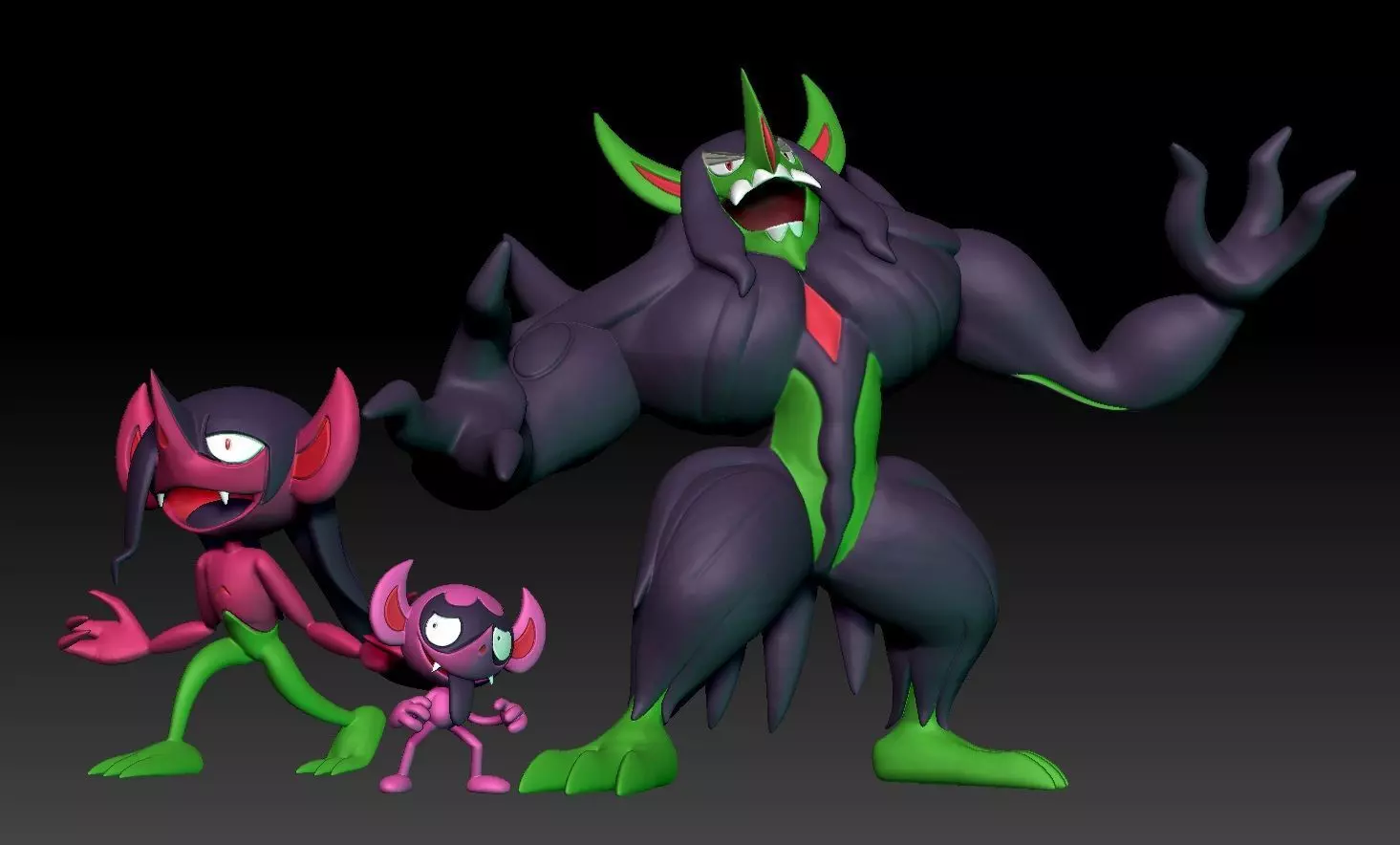 Pokemon Impidimp Morgrem Grimmsnarl 3D print model_0