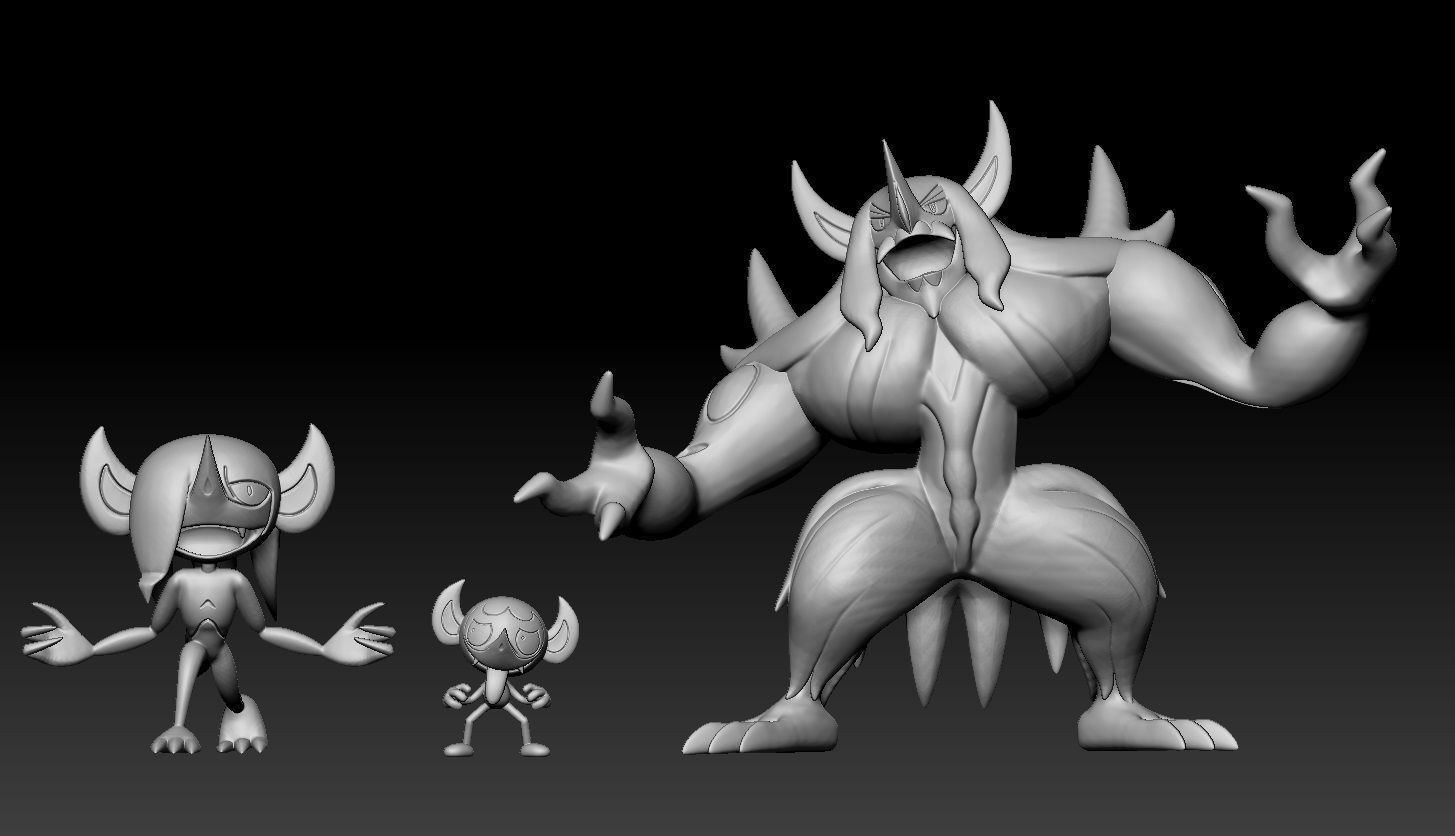 Pokemon Impidimp Morgrem Grimmsnarl 3D print model_1