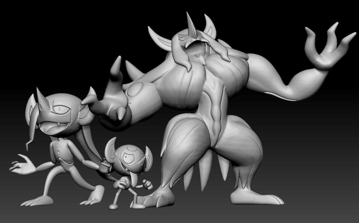 Pokemon Impidimp Morgrem Grimmsnarl 3D print model_2