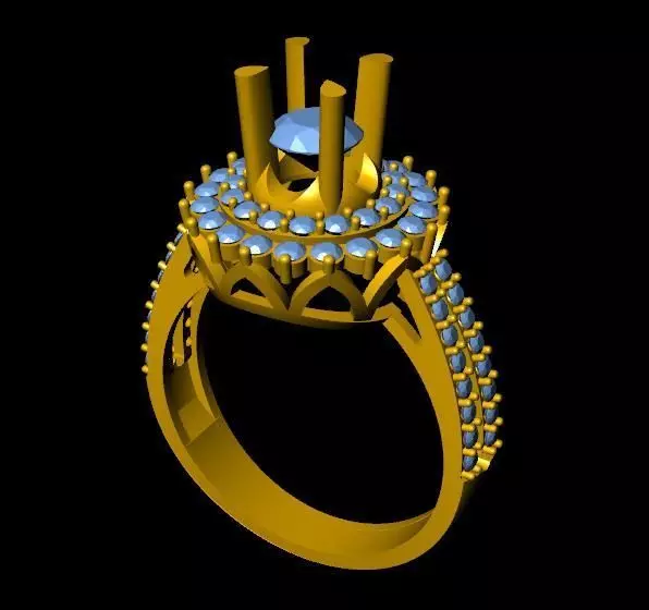 DiamondRing gold ring with diamonds 3D print model