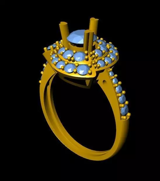 DiamondRing engagement ring with topaz 3D print model