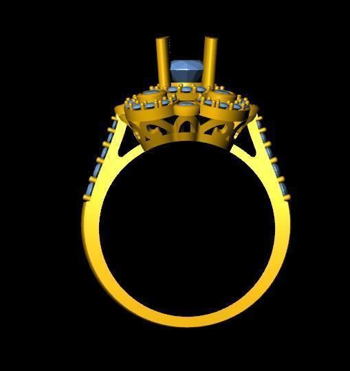 DiamondRing gold ring with stones 3D print model_3