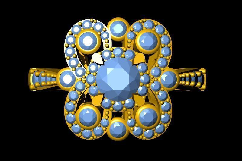 DiamondRing gold ring with stones 3D print model_1