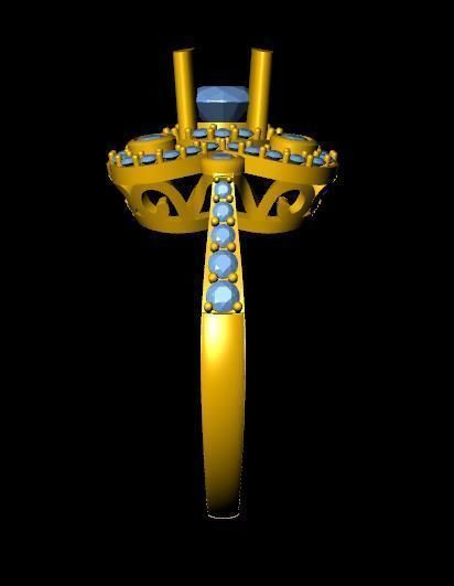 DiamondRing gold ring with stones 3D print model_2