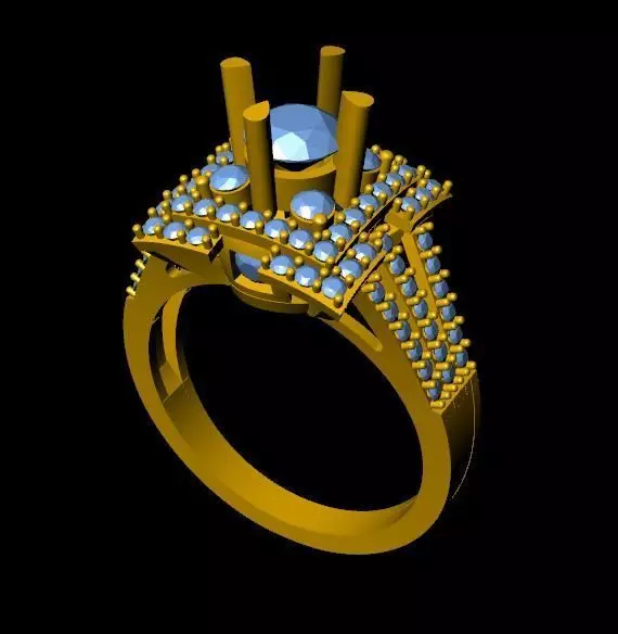 DiamondRing engagement ring with stones 3D print model