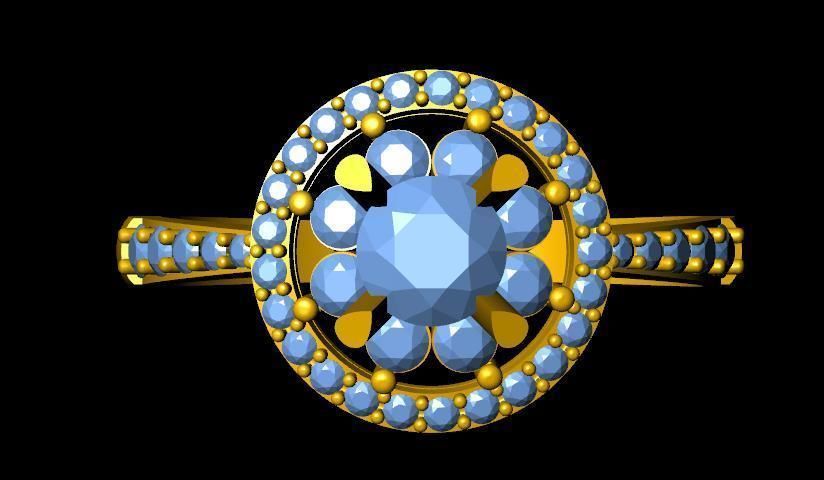 DiamondRing engagement ring with diamonds 3D print model_1