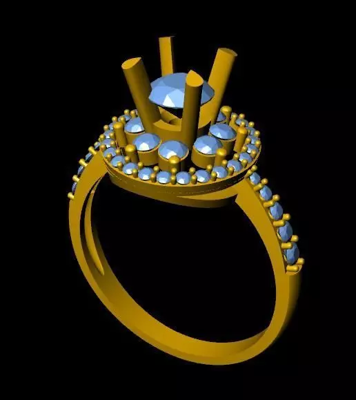DiamondRing engagement ring with diamonds 3D print model_0