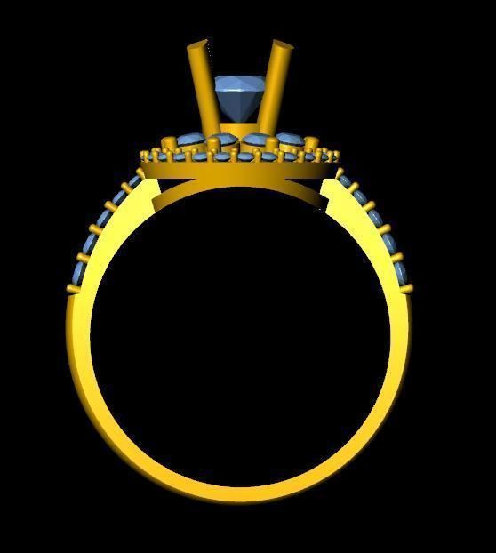 DiamondRing engagement ring with diamonds 3D print model_3