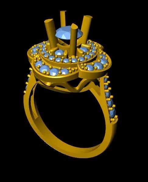 DiamondRing engagement ring with stones 3D print model