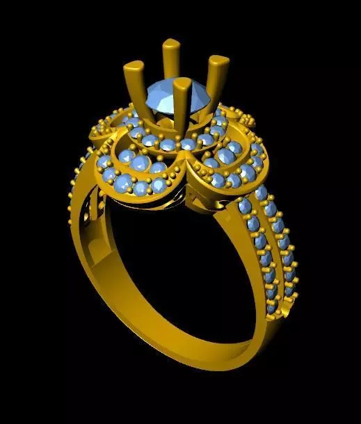 DiamondRing engagement ring with stones 3D print model