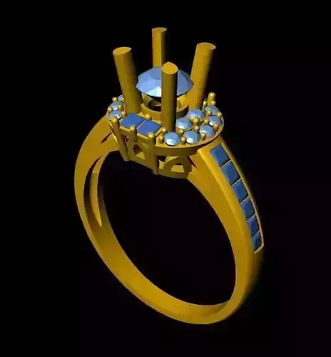 DiamondRing gold engagement ring with sapphires