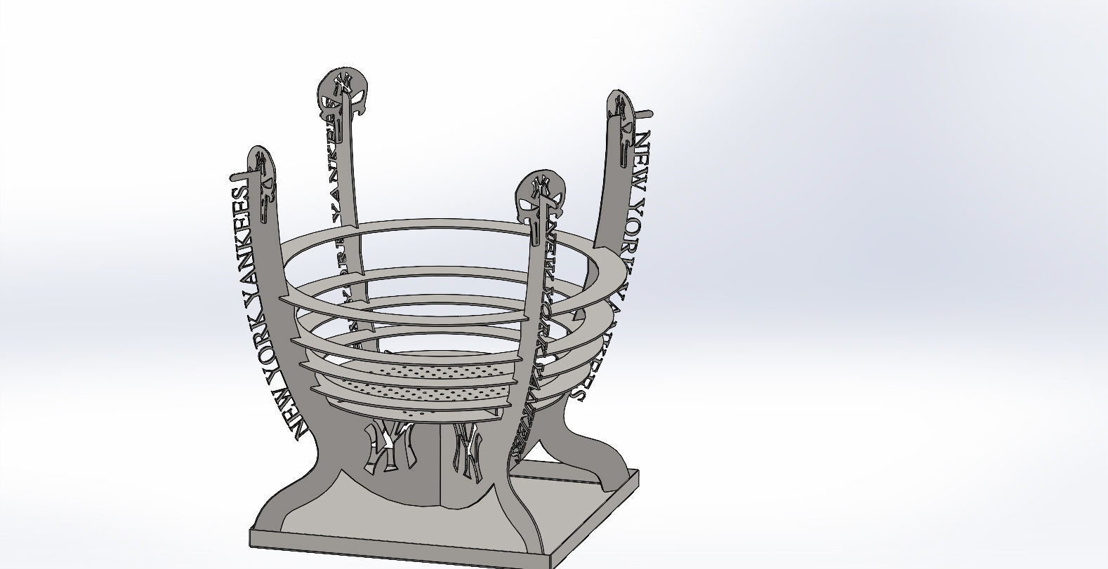 New York Yankees  Fire pit Modular Design Dxf for Cnc Laser  3D print model_2
