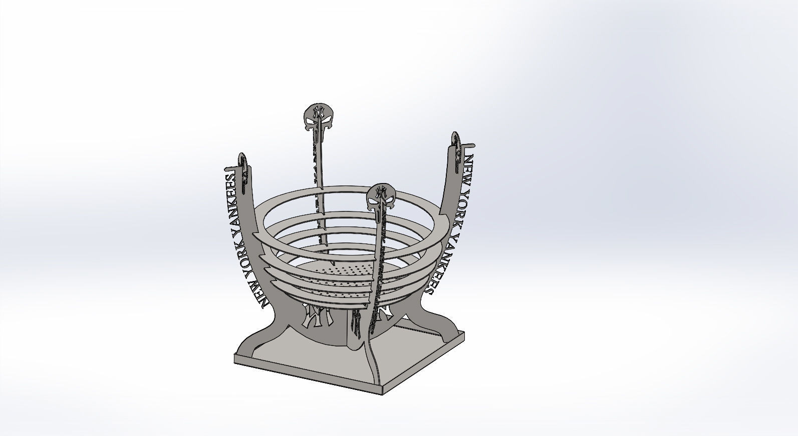 New York Yankees  Fire pit Modular Design Dxf for Cnc Laser  3D print model_4