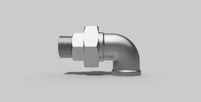 1 Inch BSP - Union elbow  90 degrees F x M - Autodesk Inventor