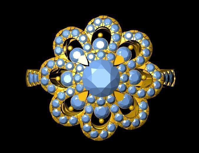 DiamondRing gold ring with stones 3D print model_1