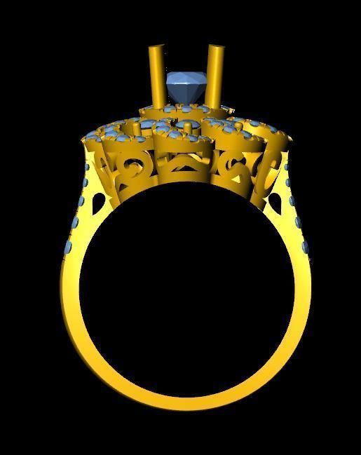 DiamondRing gold ring with stones 3D print model_3