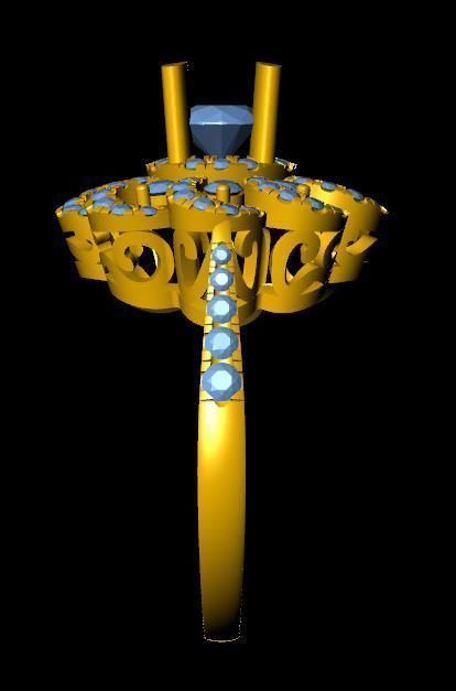 DiamondRing gold ring with stones 3D print model_2