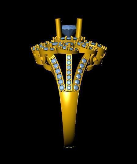 DiamondRing gold ring with diamonds 3D print model_2