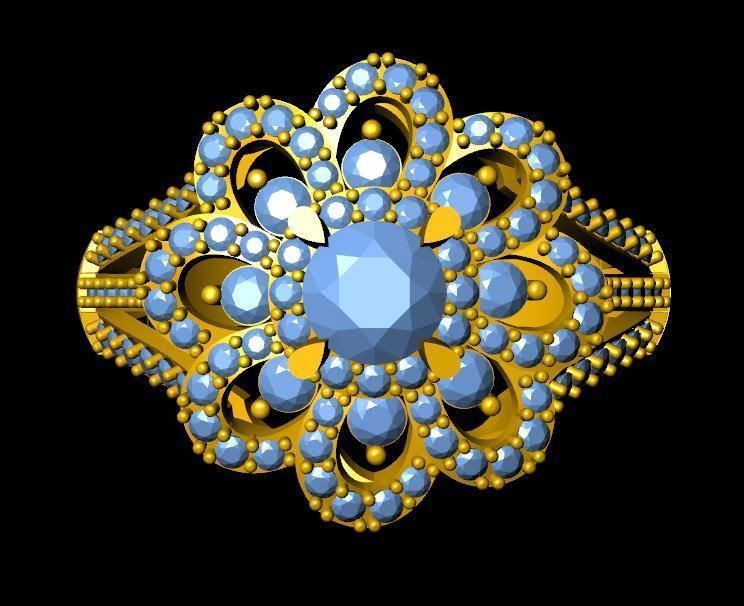 DiamondRing gold ring with diamonds 3D print model_1