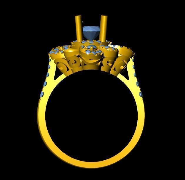 DiamondRing gold engagement ring with diamonds 3D print model_3