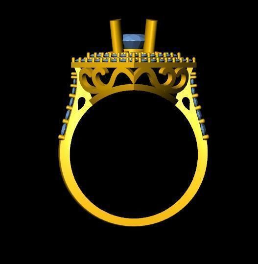DiamondRing gold ring with stones 3D print model_3