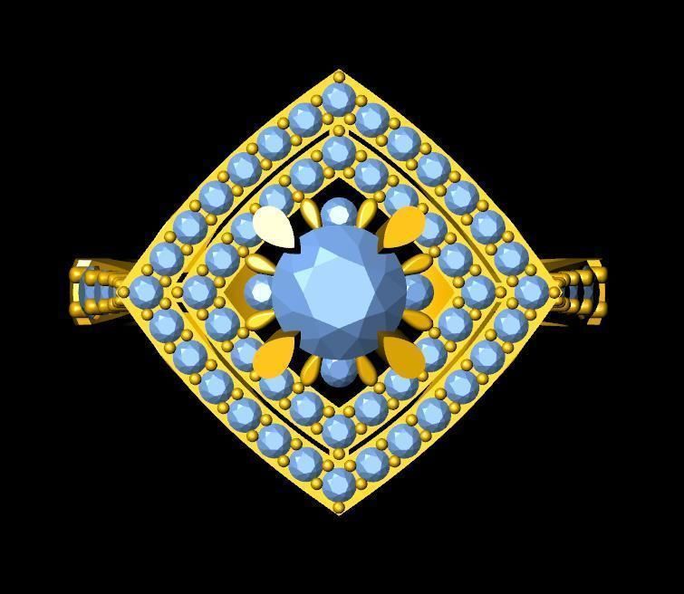 DiamondRing gold ring with stones 3D print model_1