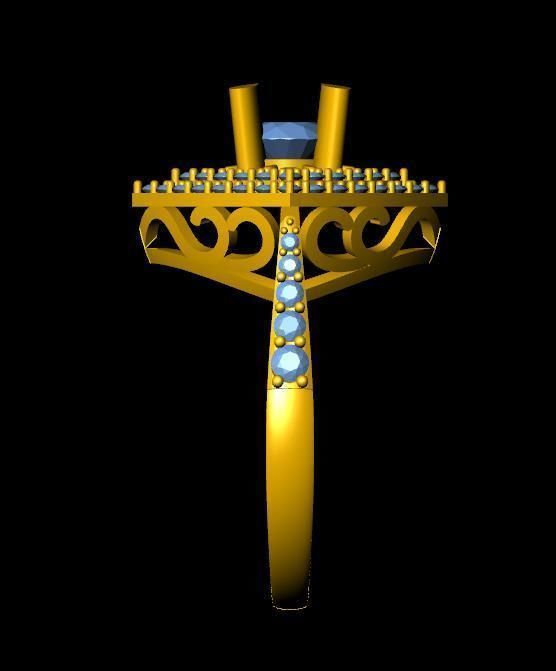 DiamondRing gold ring with stones 3D print model_2