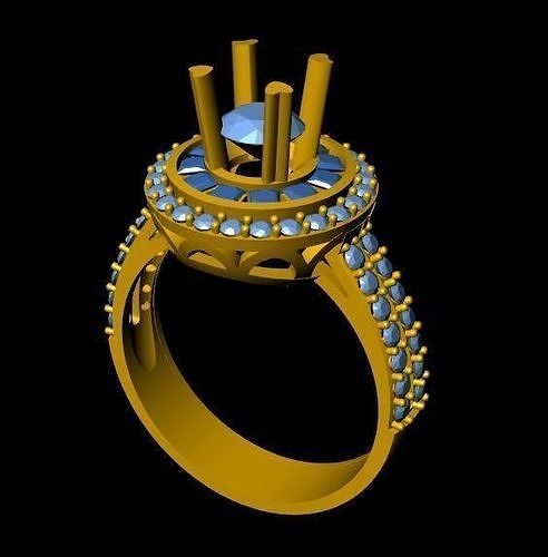 DiamondRing 18K WhiteGold Outstanding Brilliance Diamond  3D print model