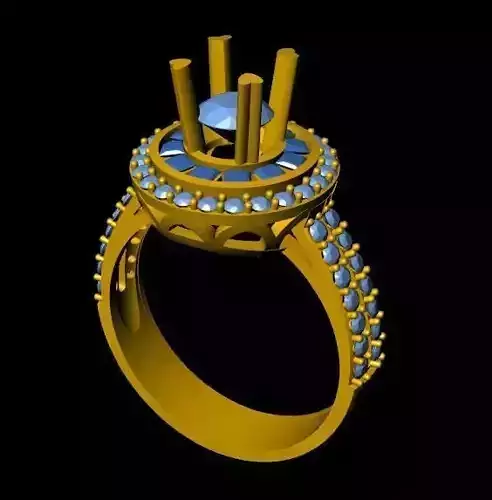 DiamondRing 18K WhiteGold Outstanding Brilliance Diamond  3D print model