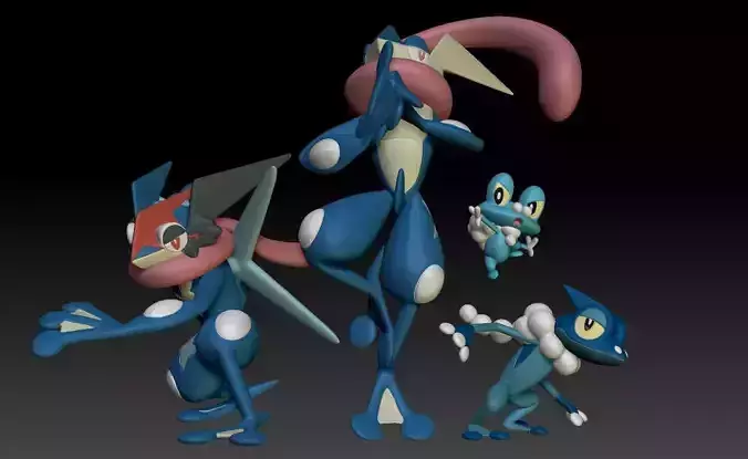 Pokemon Froakie Frogadier Greninja AshGreninja 3D print model