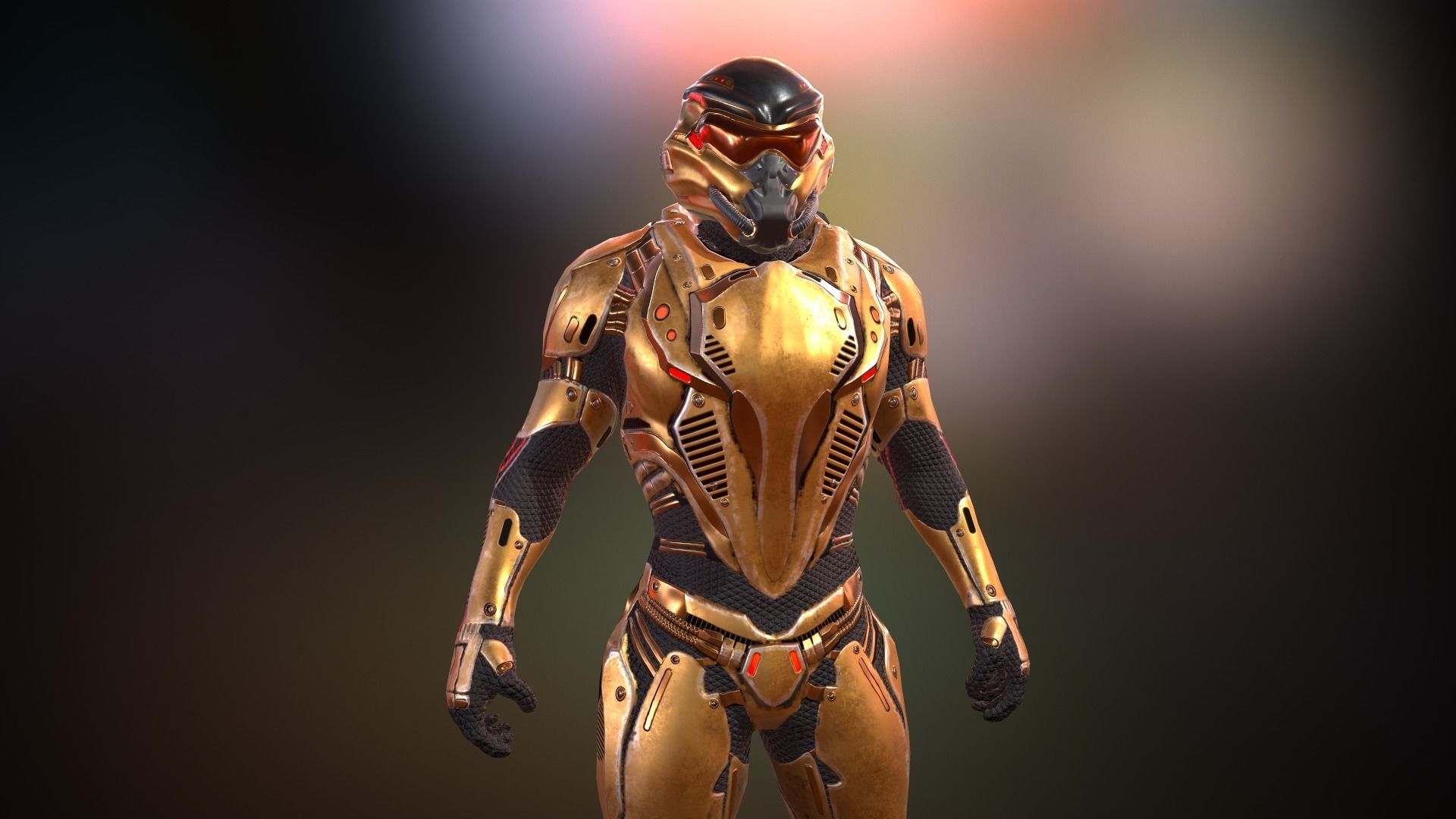 Heavy space trooper Low-poly 3D model_13