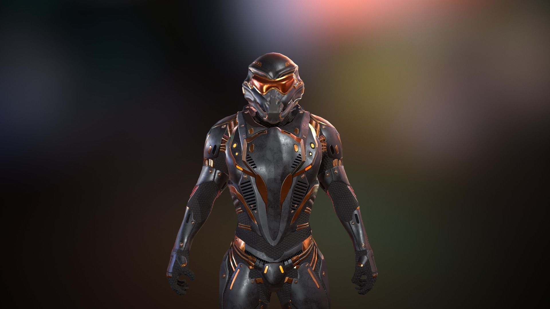 Heavy space trooper Low-poly 3D model_8