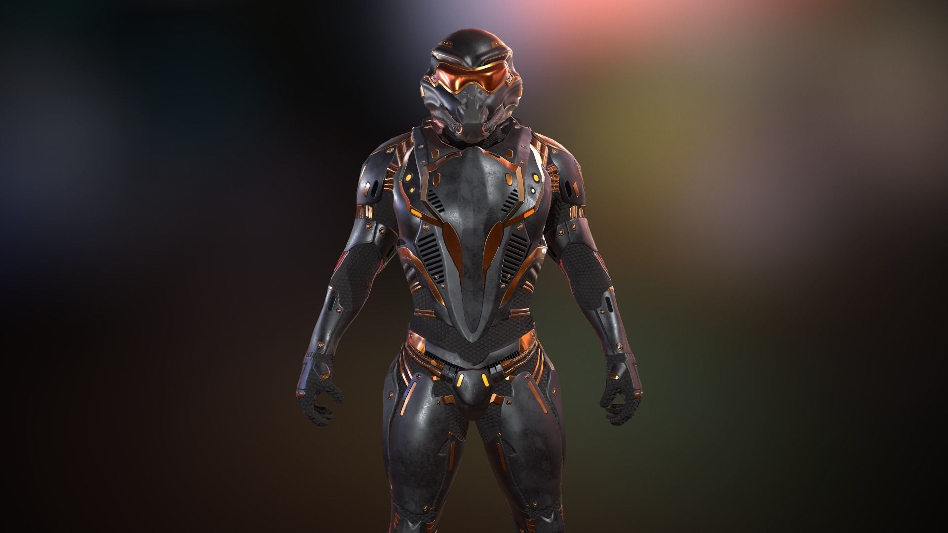 Heavy space trooper Low-poly 3D model_9