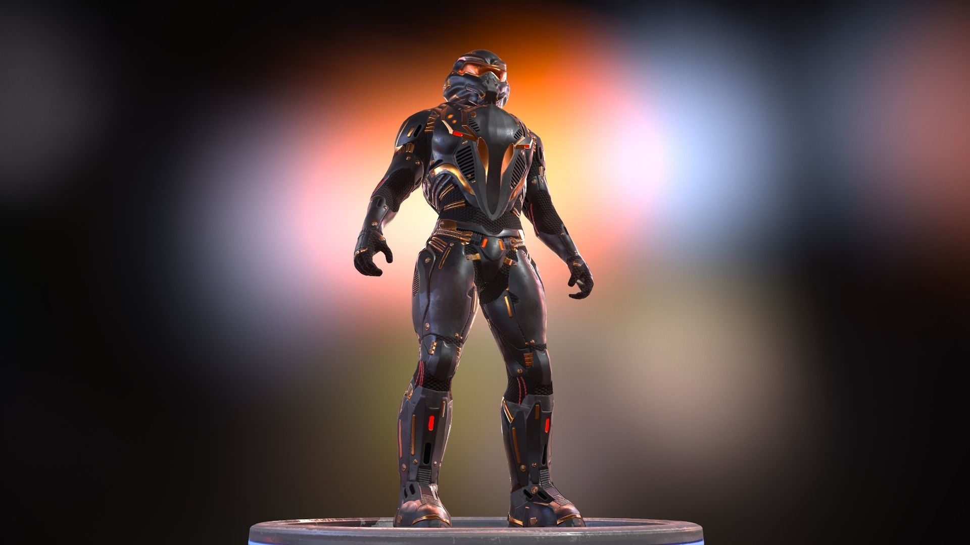 Heavy space trooper Low-poly 3D model_6