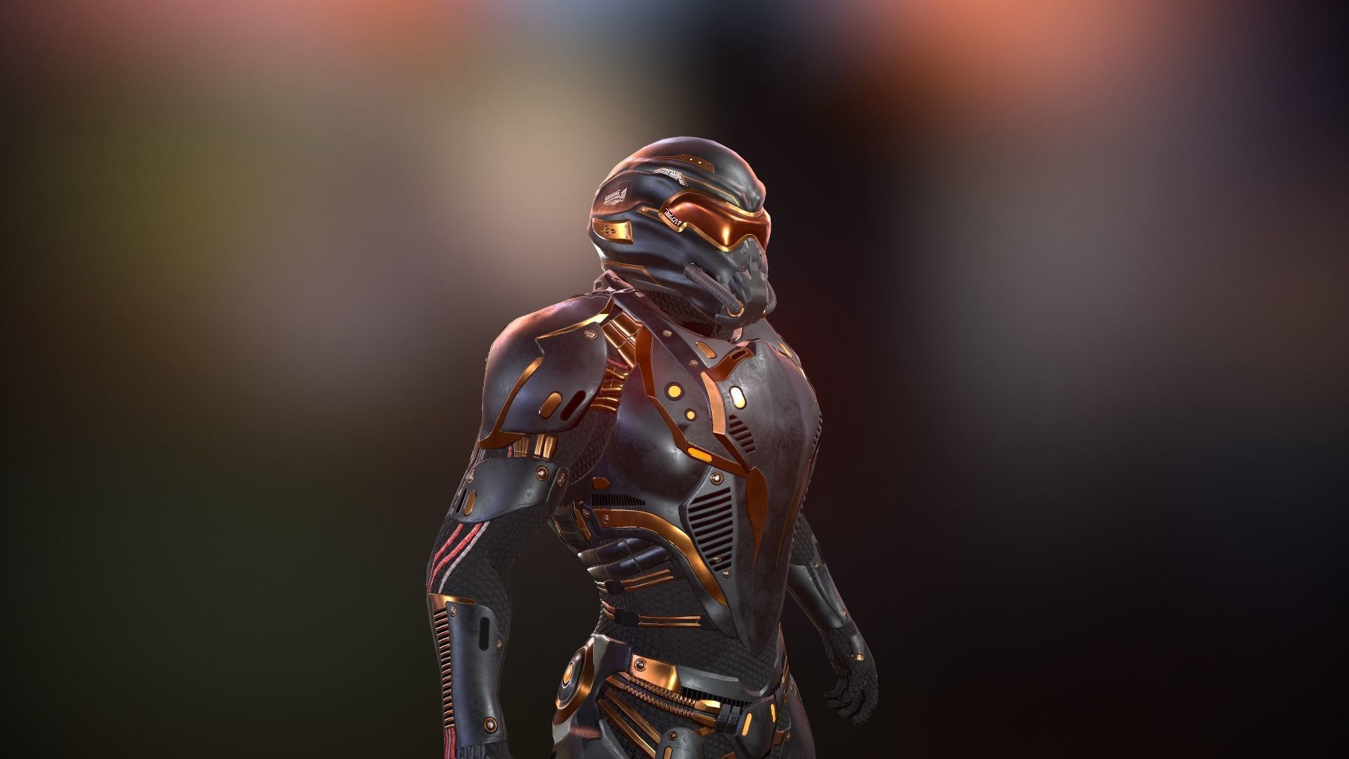 Heavy space trooper Low-poly 3D model_4