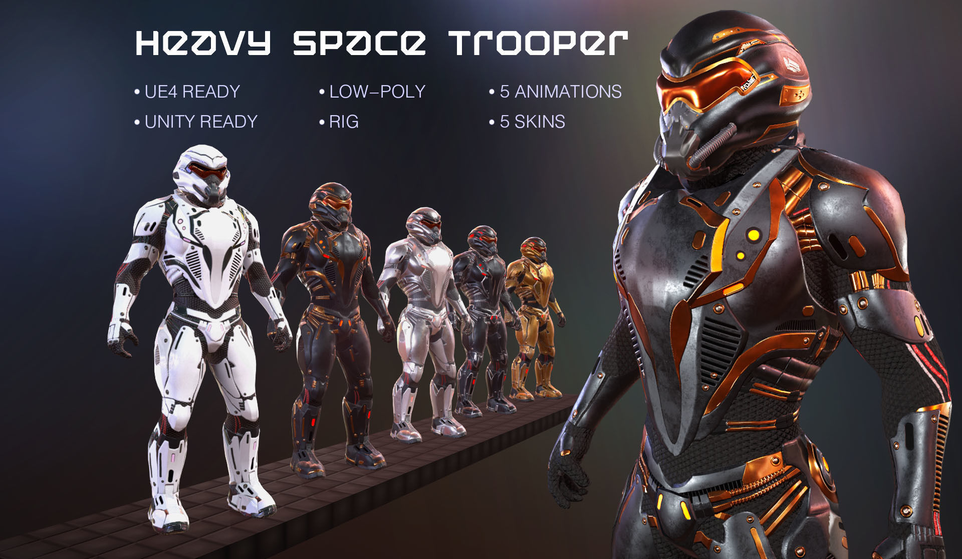 Heavy space trooper Low-poly 3D model_0