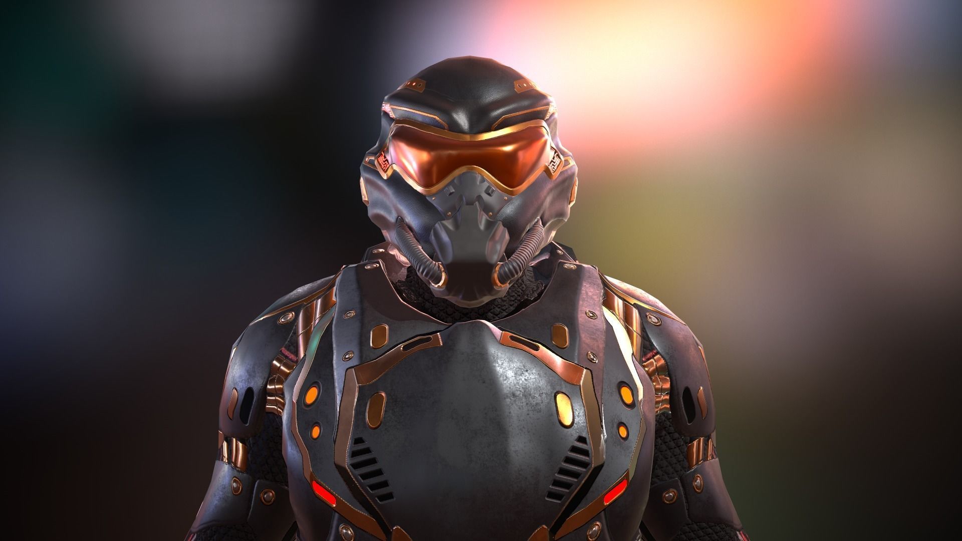 Heavy space trooper Low-poly 3D model_3