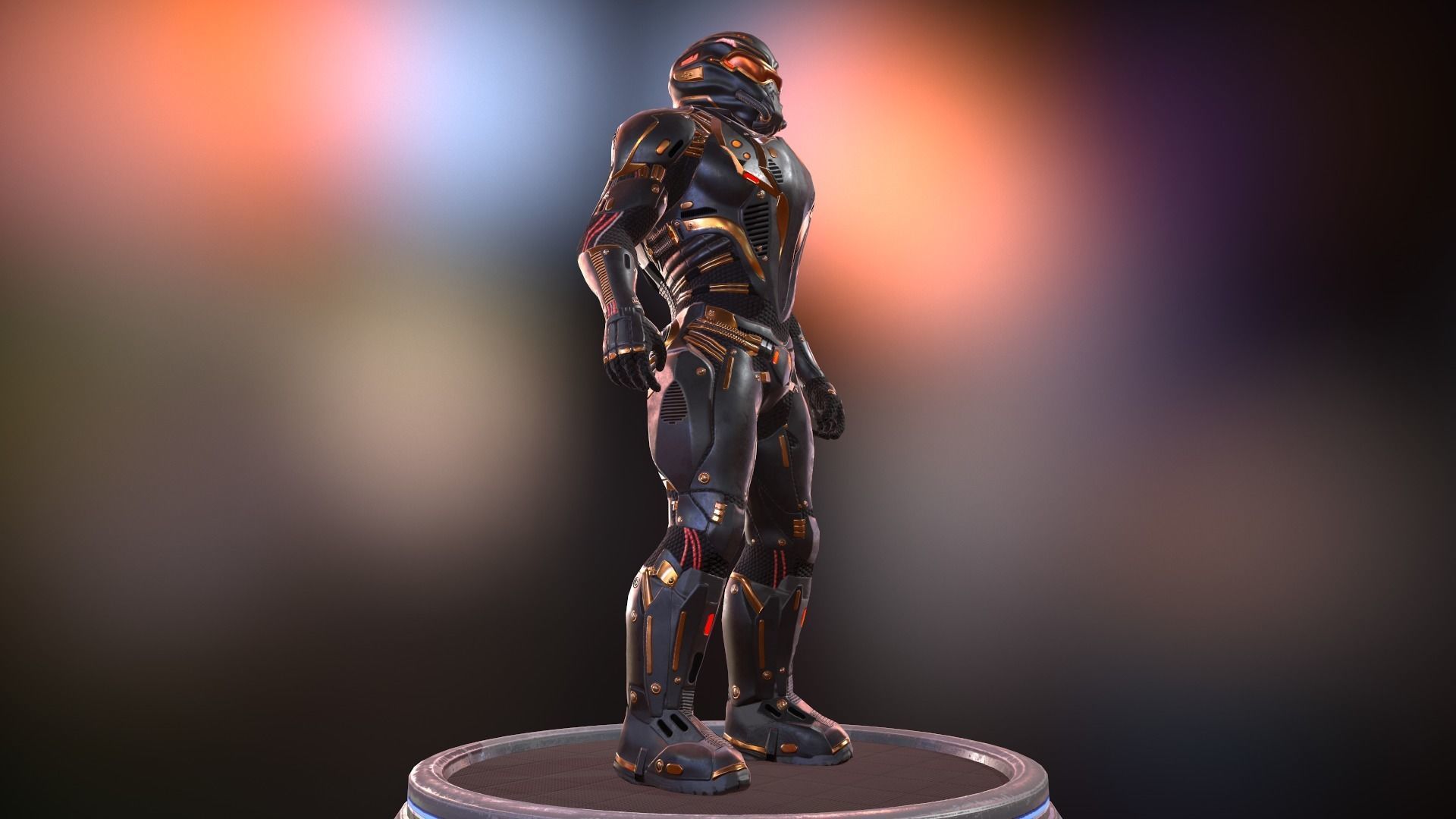 Heavy space trooper Low-poly 3D model_24