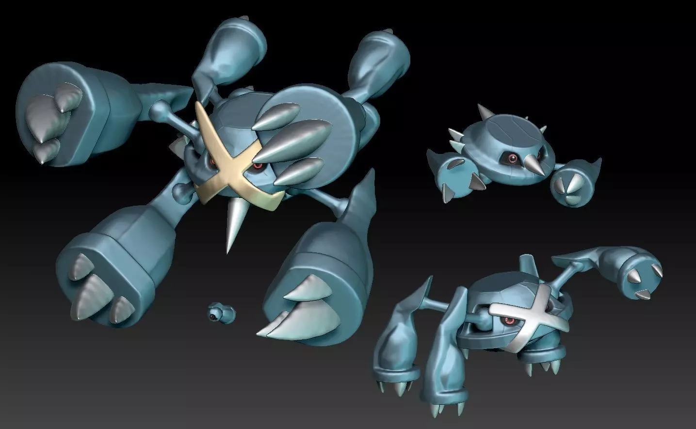 Pokemon Beldum Metang Metagross Mega Evolution 3D print model_0