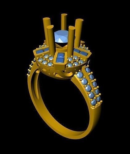DiamondRing 18K WhiteGold Outstanding Brilliance Diamond  3D print model