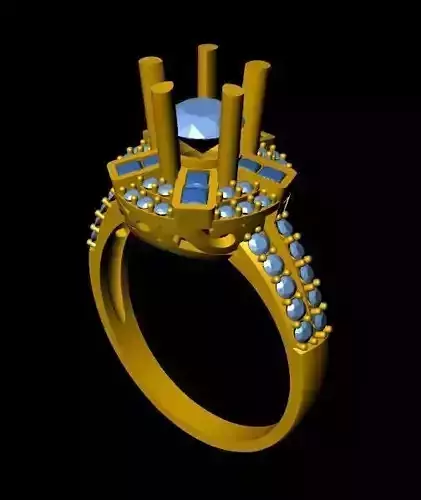 DiamondRing 18K WhiteGold Outstanding Brilliance Diamond  3D print model