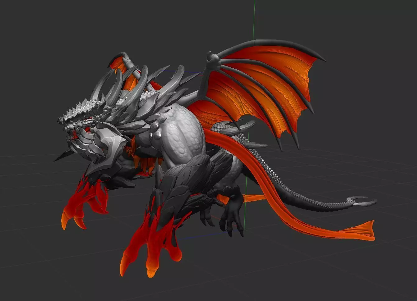 Infernal Flame Dragon 3D Printable Fantasy Miniature STL 3D print model_0