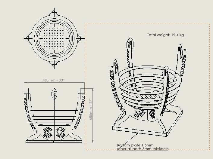Boston RED SOX Fire pit Modular Design Dxf for Cnc Laser 3D print model_2