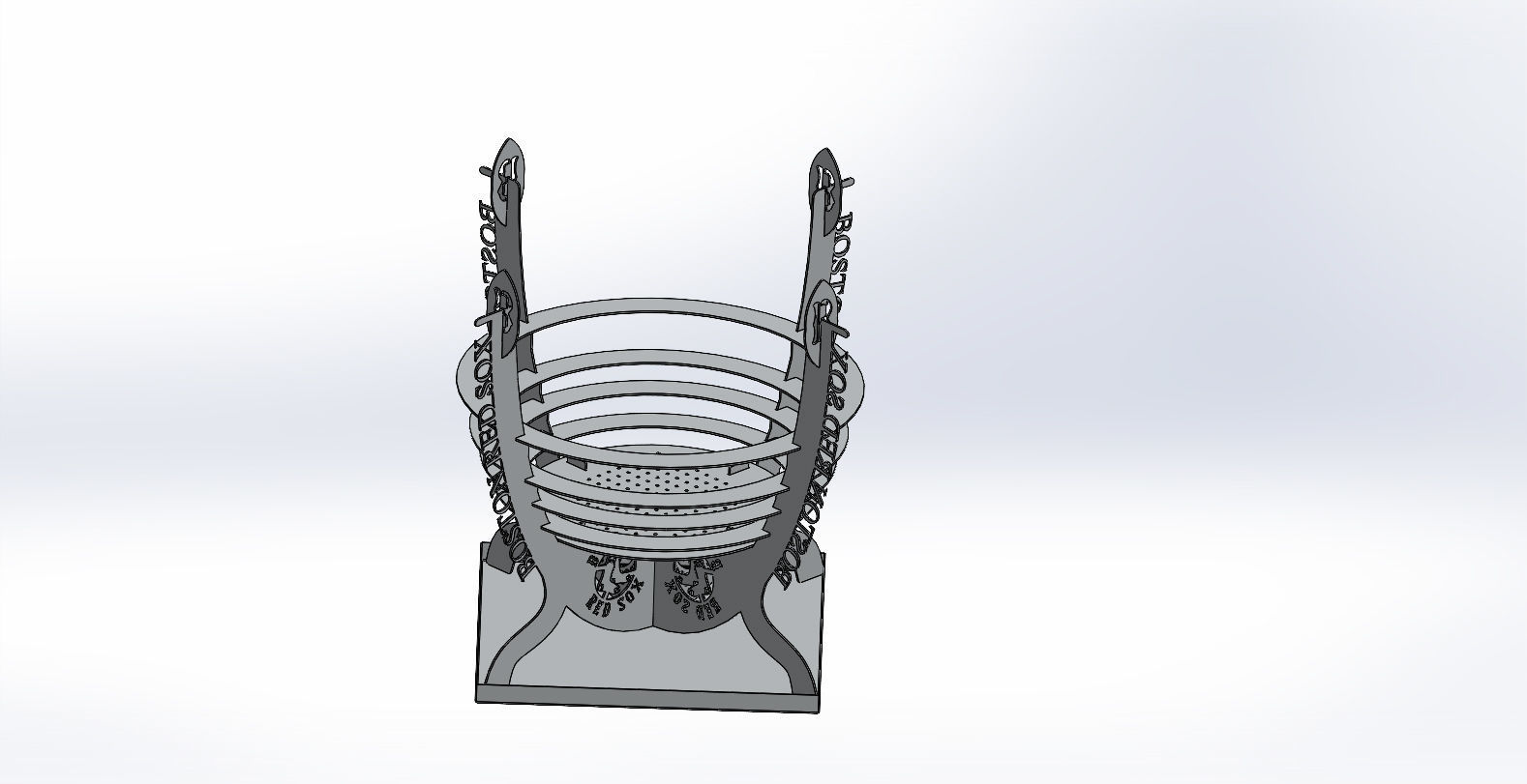 Boston RED SOX Fire pit Modular Design Dxf for Cnc Laser 3D print model_3