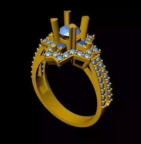DiamondRing 18K WhiteGold Outstanding Brilliance  3D print model